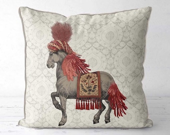 Horse decor Horse pillow indian decor animal cushion equestrian decor boho pillows red Accent Cushions living room decor throw pillow