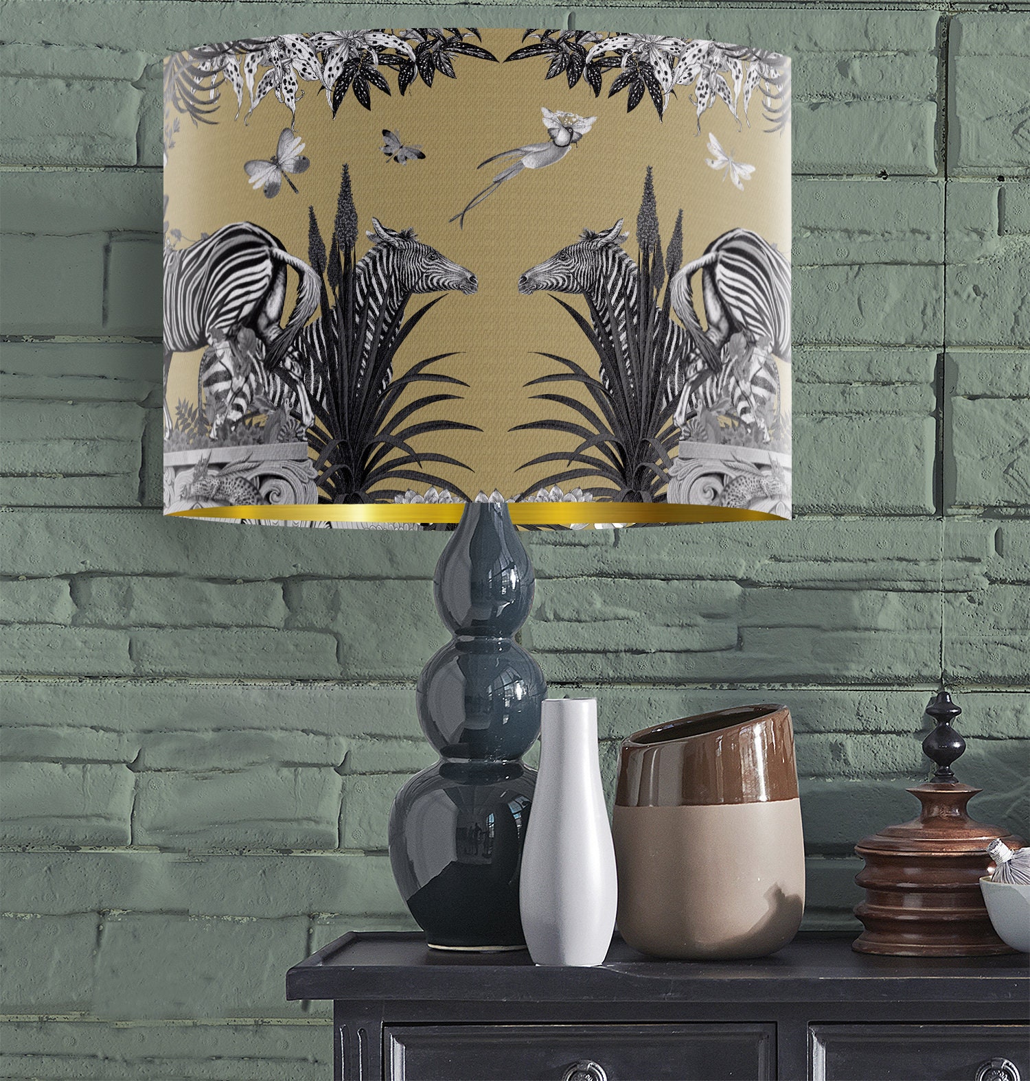 Gold Lampshade Zebra unique table lampshade pendant lamp Etsy