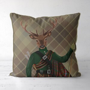 Scottish Deer Pillow Cover - Major Malcolm - Scottish gift or deer lover, farmhouse cushion cover, country house stag, deer cushion