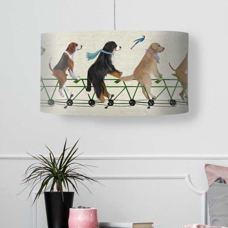 Lamp Shade Dog Tandem Drum Lampshade Dog Lover Gift Dog Etsy