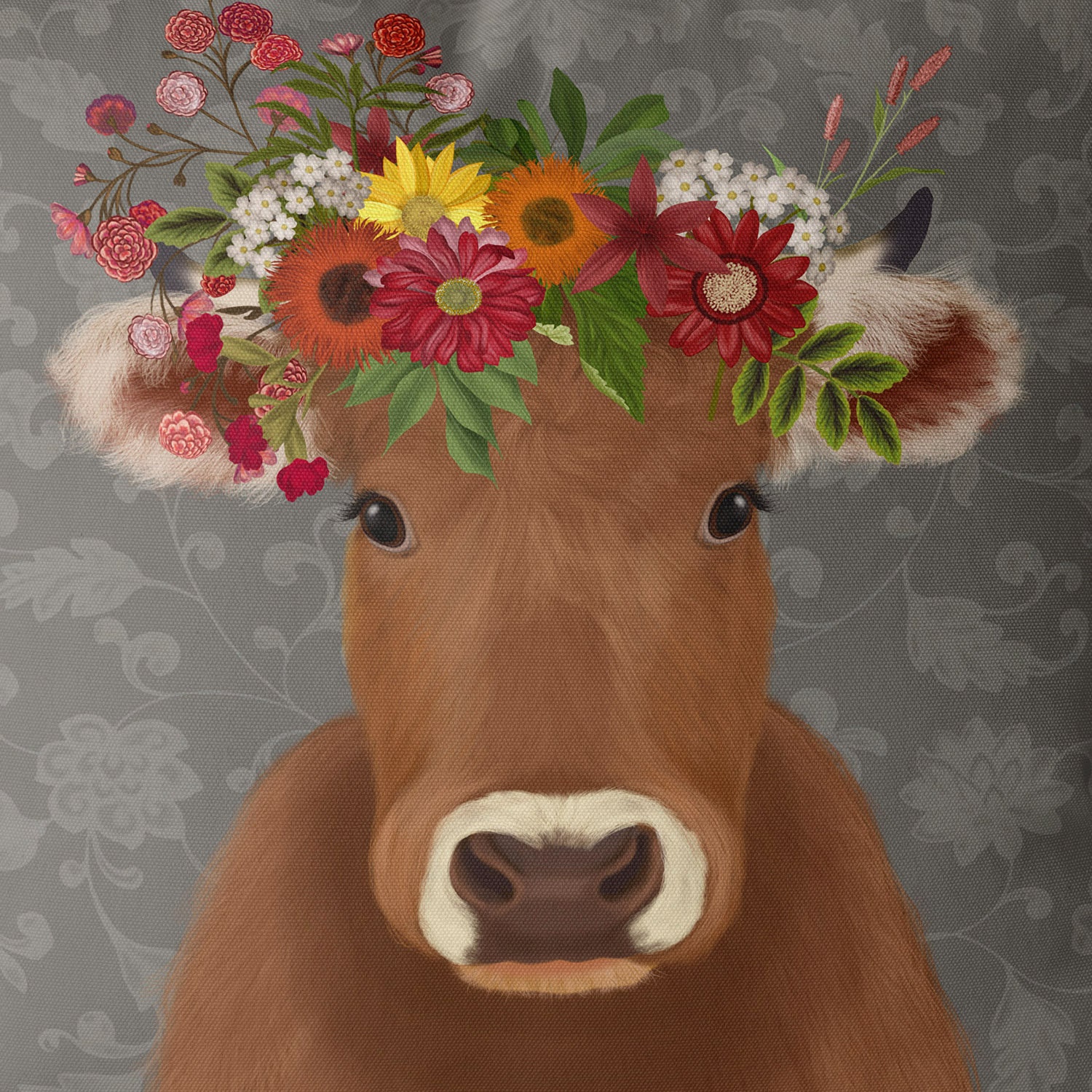 Brown Cow Pillow Cover Bohemian Cow cushion Boho farmhouse Etsy