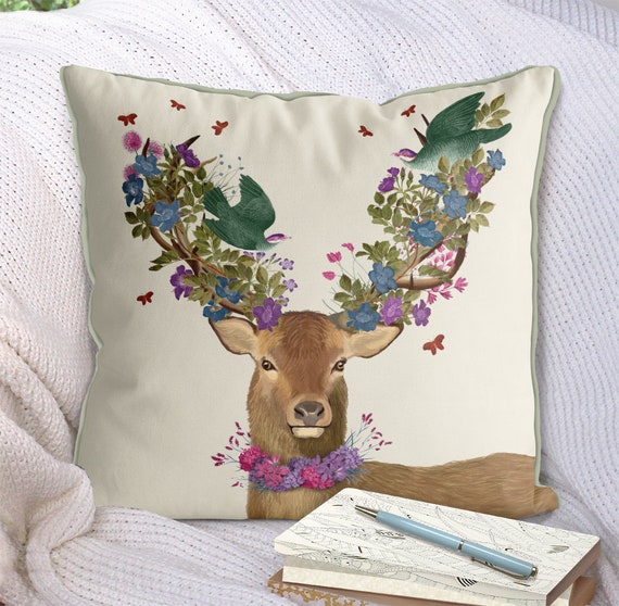 Animal pillow deer pillow stag cushion Deer gift Gift for her | Etsy