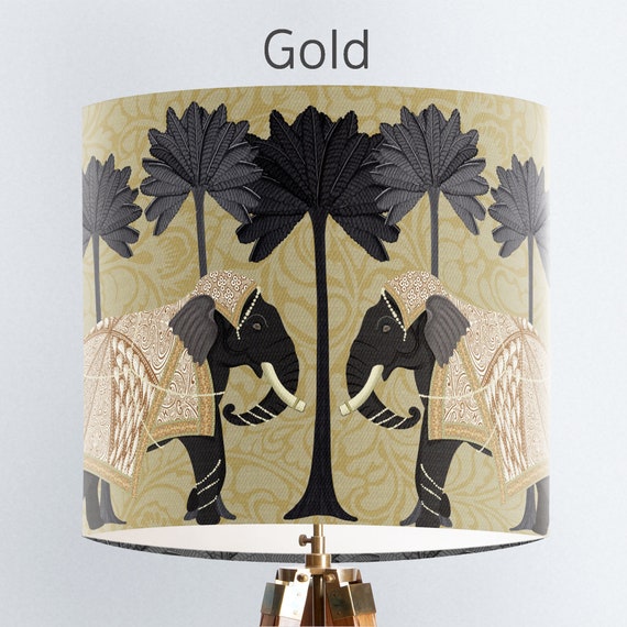 Home & Living Gold Elephant Lampshade Drum Lampshade Lamp Shades etna