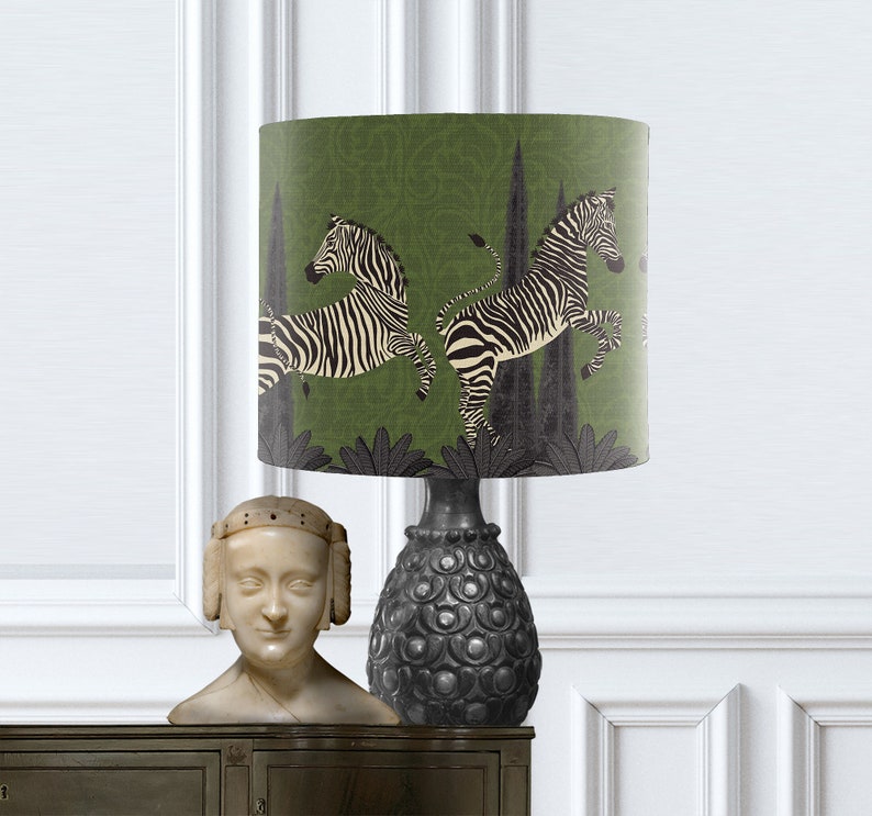 Zebra table lamp Animal floor lampshade Modern lampshade Green Etsy