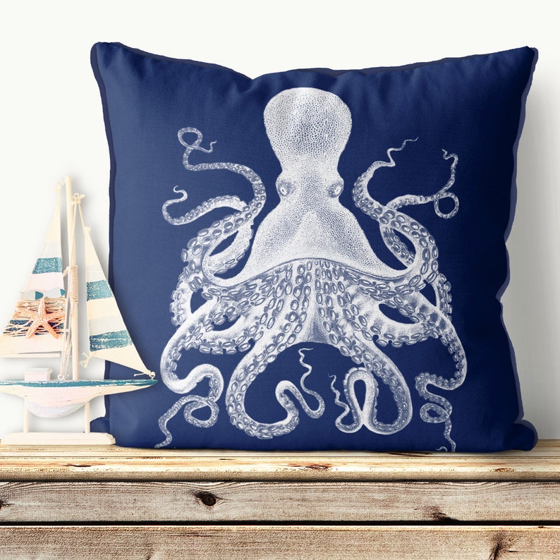 blue octopus pillow