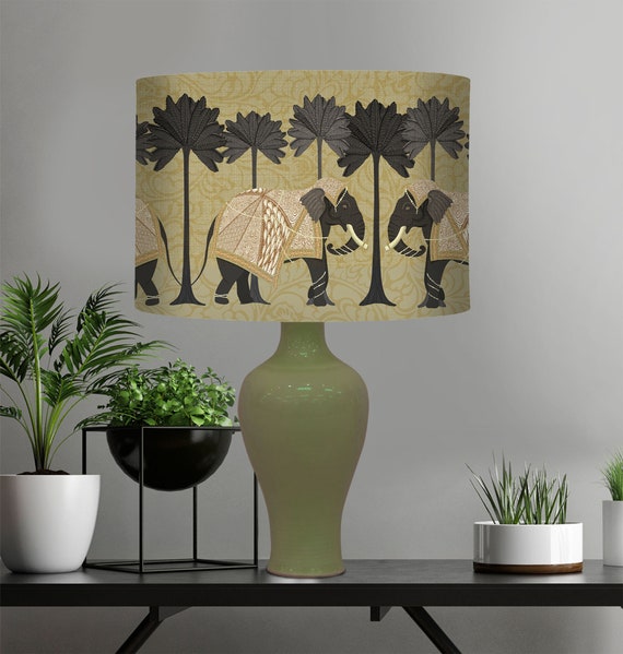 Home & Living Gold Elephant Lampshade Drum Lampshade Lamp Shades etna