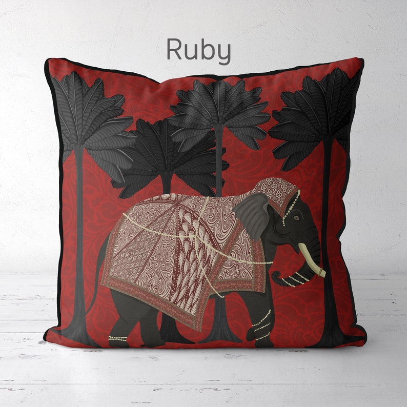 Elephant Cushion Cover Elephant Under Palm Trees Lagoon Etsy
