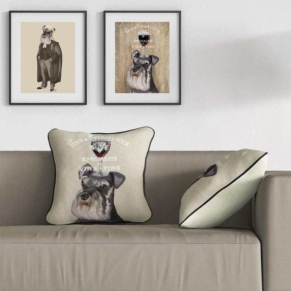 TBS Copricuscino 45x45 Cm Con Schnauzer Colorato - Morbido Poliestere, Lavabile