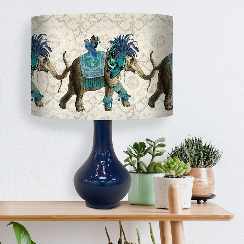 Elephant lampshade Niraj Indian style lampshade blue lampshade Table Lamp Ceiling Shade patterned tropical decor ethnic decor spider lamp image 9