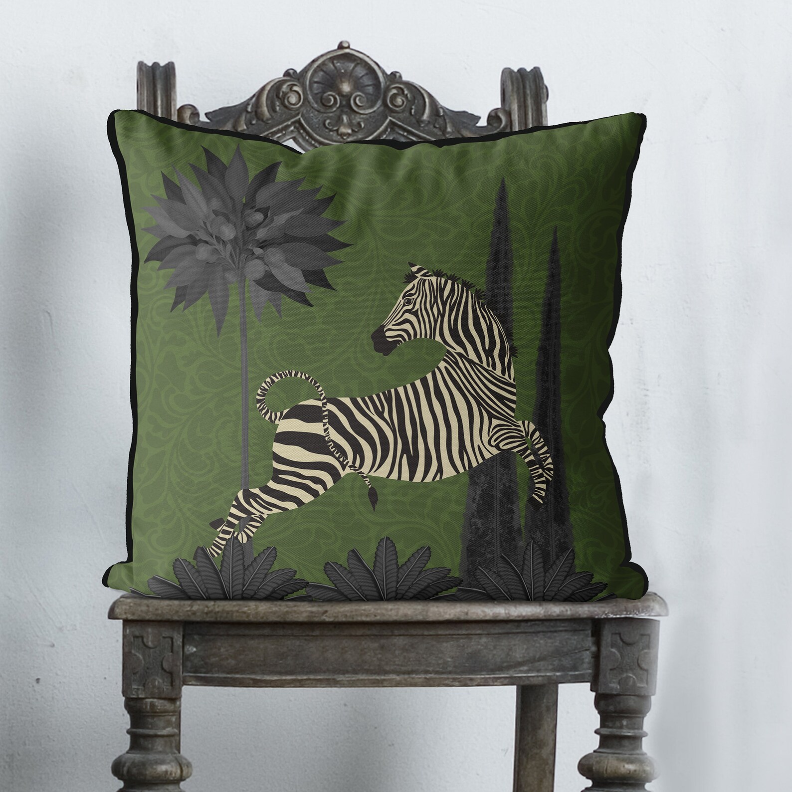 Zebra pillow cover Dancing zebra verdant Zebra cushion Etsy
