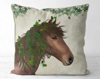 Horse pillow cover Equestrian gift Horse pillow Farmhouse decor Farmhouse pillow cover Brown Horse cushion cover Chestnut horse