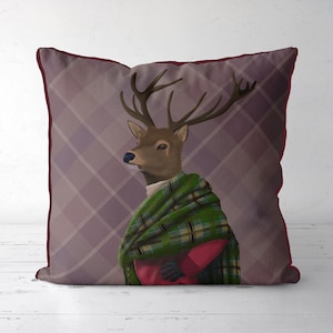 Scottish Deer Pillow Cover - Sir Shuggy Campbell - Scottish gift or deer lover, farmhouse cushion cover, country house stag, deer cushion