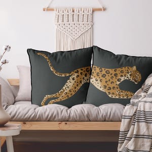 Set of 2 Leopard Pillow covers, modern throw cushion, Tropical home style decor