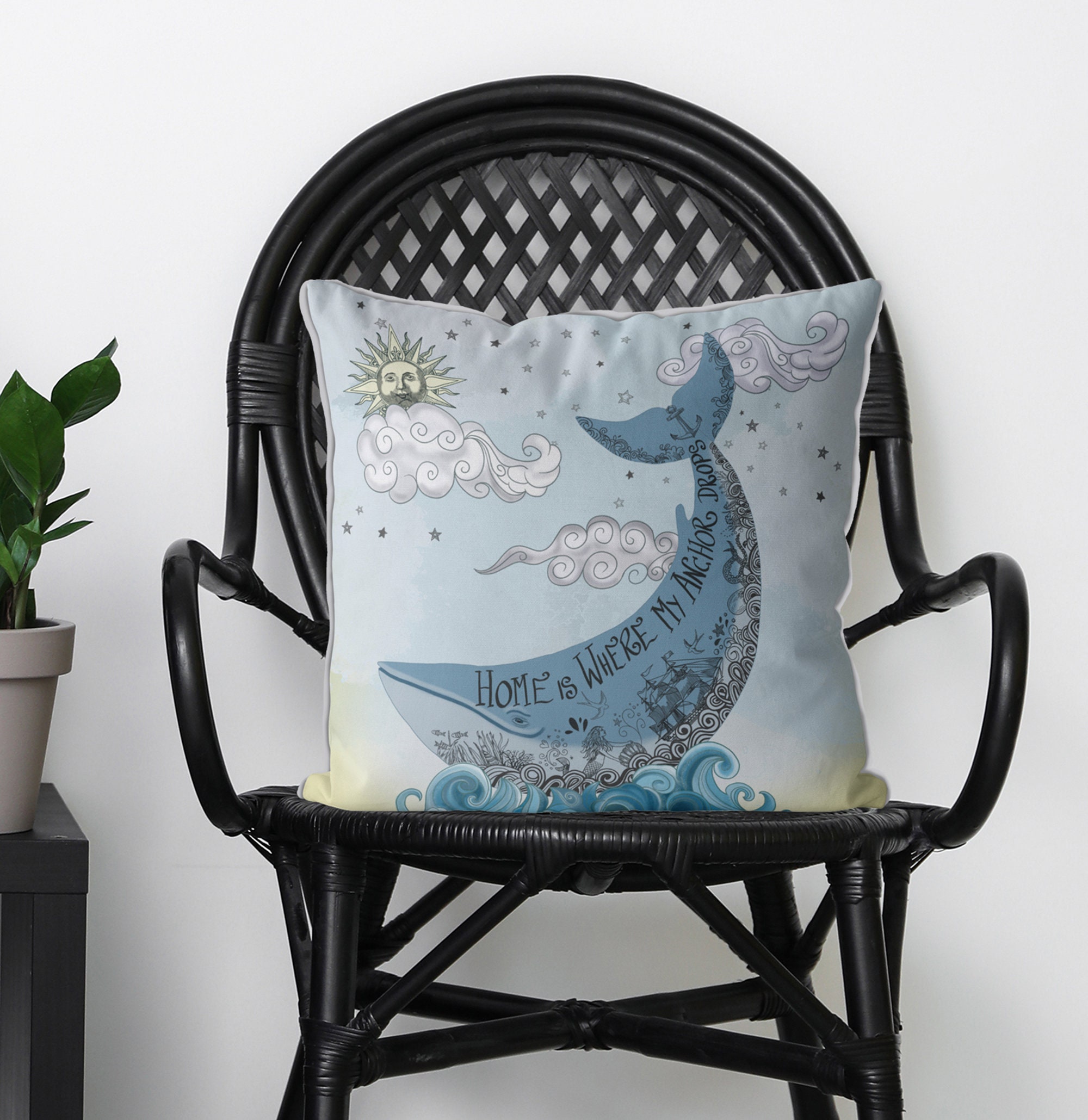 Blue Whale Pillow Cover Coastal Pillow Whale Gift New Home Etsy