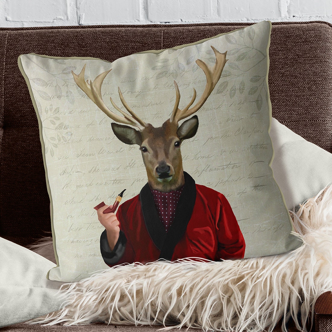 Deer Pillow Stag Cushions Deer Decor Deer Throw Pillow Deer