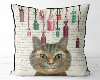 Alice in wonderland pillow cover - Cheshire Cat pillow Cheshire cat cushion - alice in wonderland decor cheshire cat print decorations
