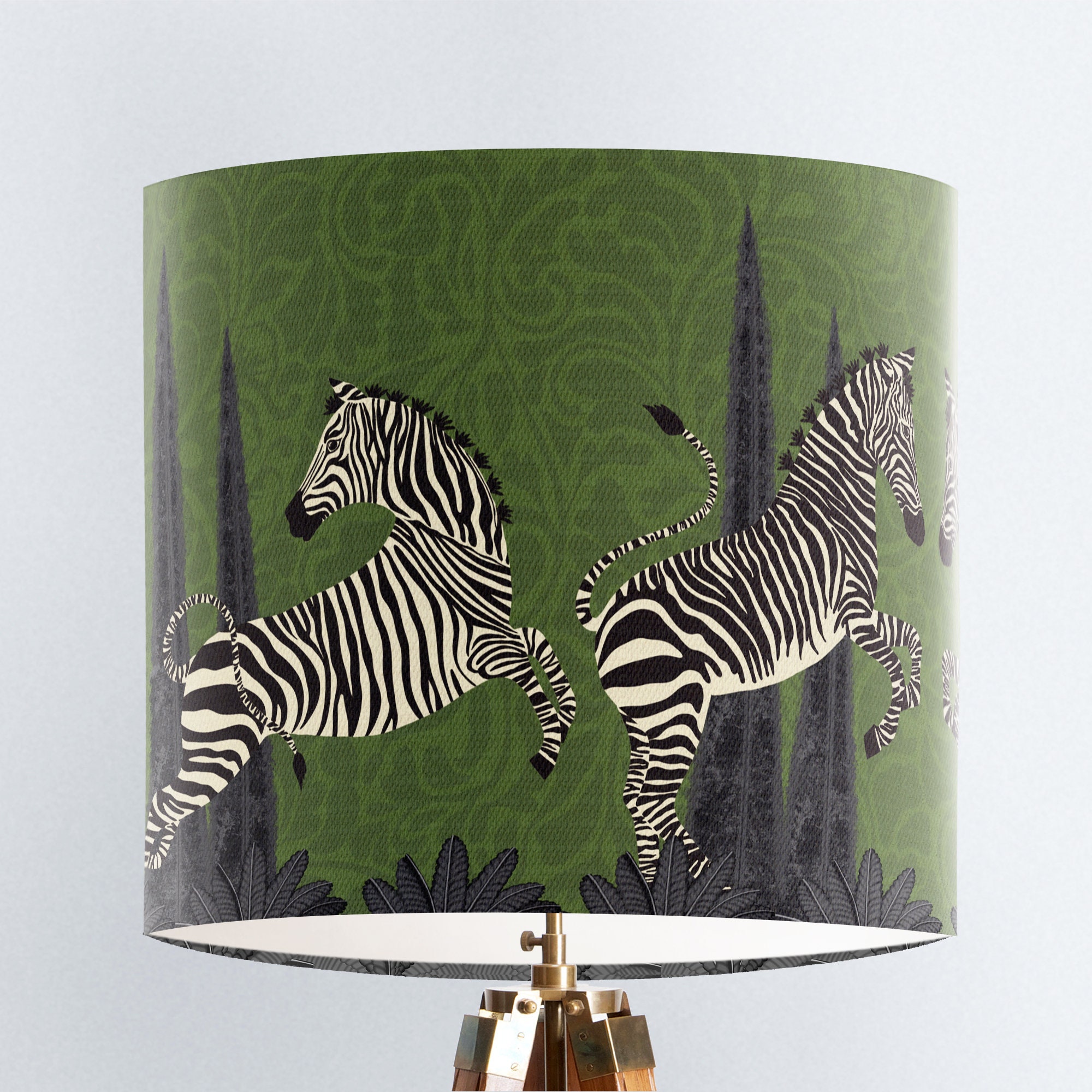 Zebra table lamp Animal floor lampshade Modern lampshade Green Etsy