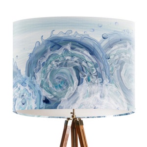 Sea Swell Lampshade in Blue and White - Modern Coastal home decor Nautical lampshade for table lamp or pendant lamp shade for ceiling beach