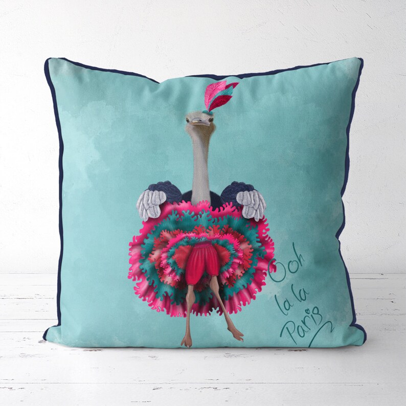 Ostrich Gift Idea Ostrich Pillow Cover Funny Ostrich Gift Etsy
