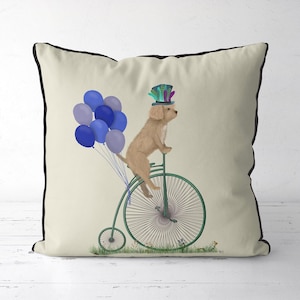 Blond Cockapoo Kissenbezug, Hundekissenbezug auf Vintage Fahrrad