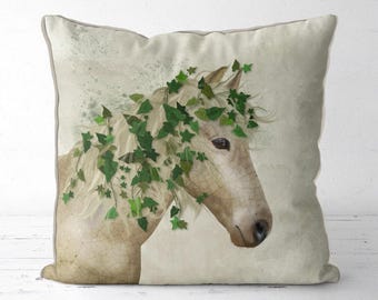 Horse pillow cover Porcelain Horse Equestrian gift Horse pillow Farmhouse decor Farmhouse pillow cover cushion cover cream horse