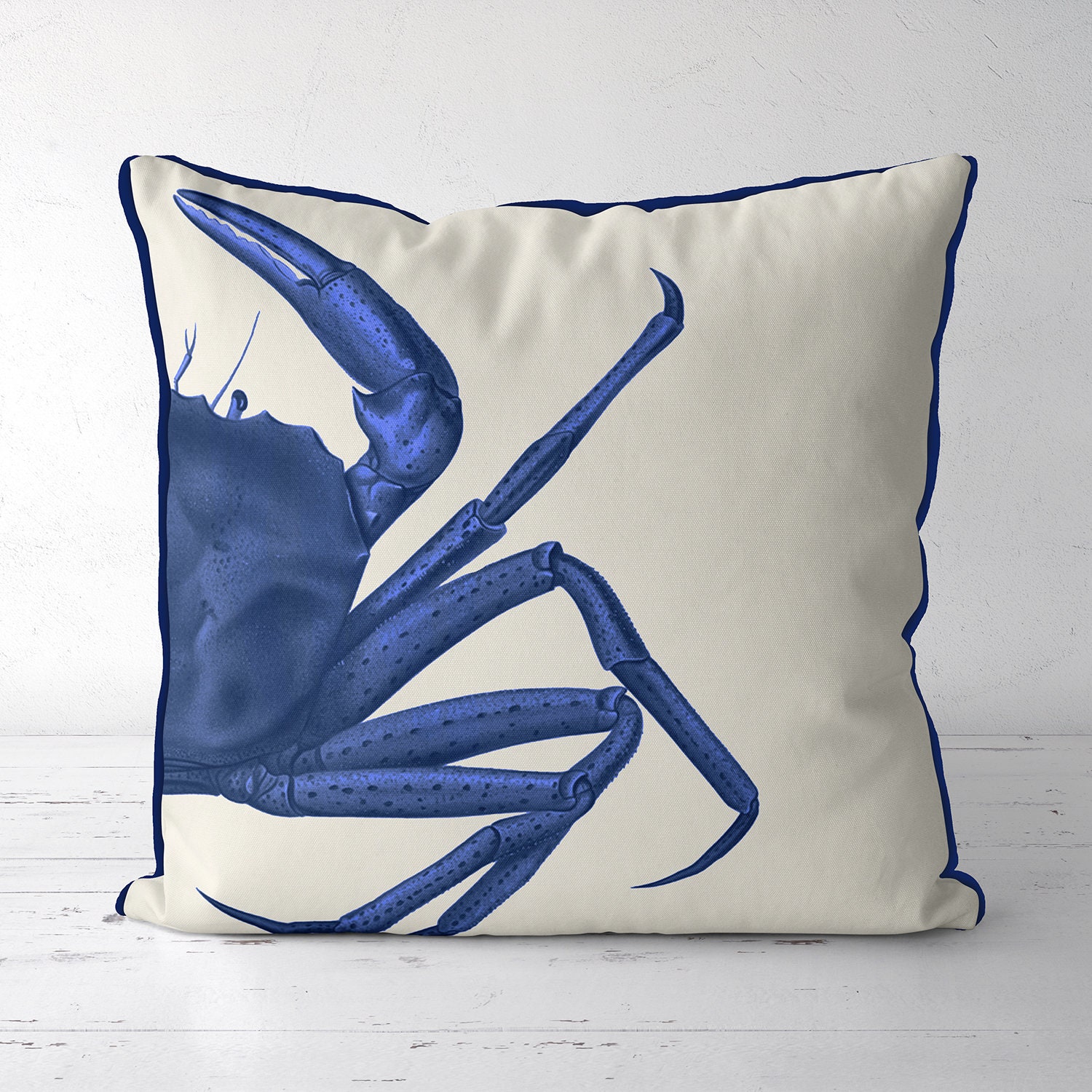 Set of 2 Blue Crab Pillow Cover Blue and White Pillow Etsy UK