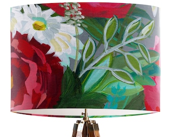 Rot Rosen Blumen Lampenschirm: Abstrakter Trommel-Lampenschirm, handgemachtes Wohndekor