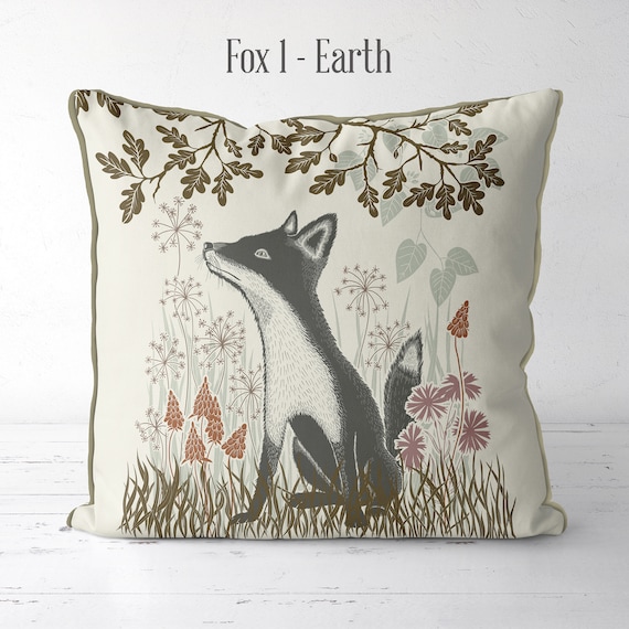 Fox Decor Fox Cushion Fox Pillow Fox Gifts Woodland Decor Housewarming Gift  Fox Throw Pillow Fox Accent Pillow Animal Cushion Home Decor 