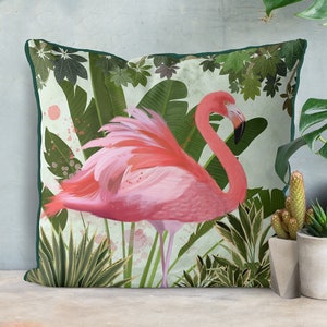 Trending now Pink flamingo pillow Flamingo decor Tropical decor Flamingo gifts flamingo cushions Jungle decor tropical trend image 3