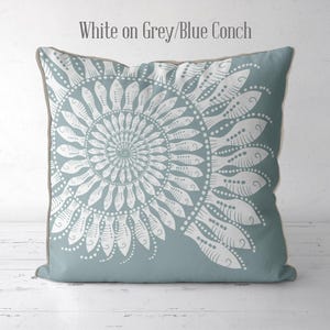 Modern coastal pillow covers Coastal throw pillows - Little Fishes Spiral Shell Midnight Blue on White Coastal style, Nautical pillow covers image 7