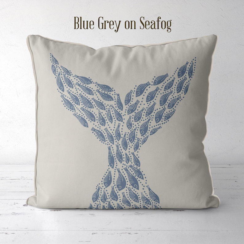 Whale Tail white on navy blue - Nautical pillow cover Modern coastal pillow cover navy Coastal throw pillow, Coastal style handmade designer image 7
