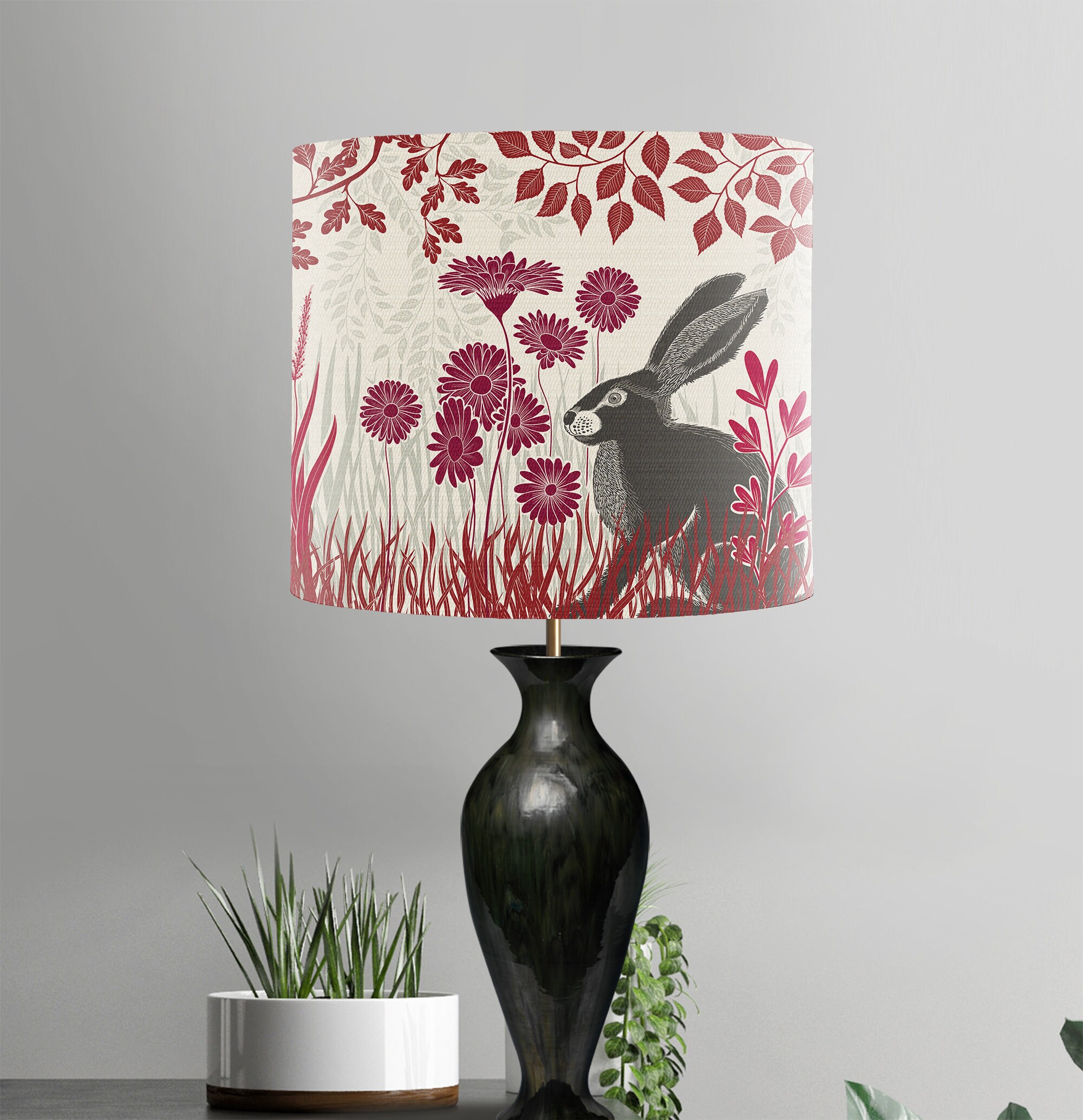 Voyage BOXING HARES rabbit countryside country wildlife drum lampshade ALL SIZES 