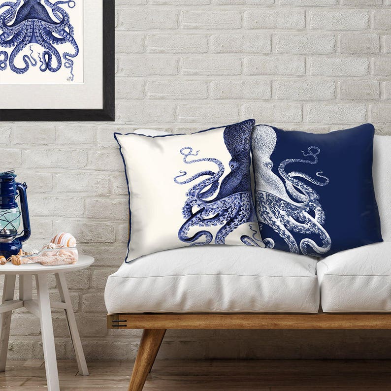blue octopus pillow