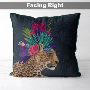 Exotic whimsical leopard pillow cover, tropical safari throw cushion image 6