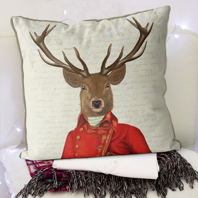 Sofa Pillows Living Room Decor New Home Gift Deer In Red Image 0
