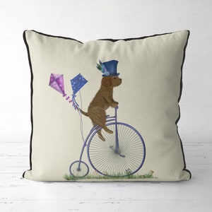 Brown Cavapoo cushion cover - Cavapoo pillow cover Cavapoo gift idea for Cavapoo owner lover cute dog, couch throw pillow dog owner gift uk