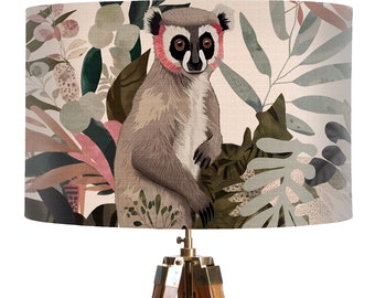 Paralume Lemur: decorazione colorata in stile safari nella giungla, realizzata a mano nel Regno Unito