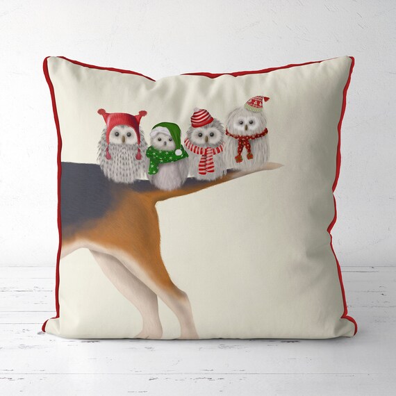 Funda de almohada navidena Buhos esponjosos en cojin navideno de cola de perro Lindo regalo de buho para Navidad Compra de regalos de temporada navidena Decoracion de pajaros caprichosa Etsy Espana