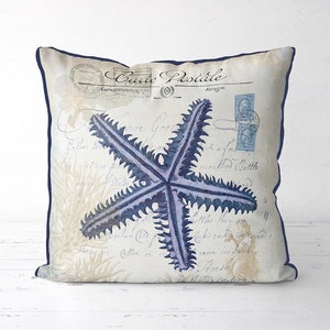 Beach decor Starfish Pillow Cover - Seaside Postcard - Nautical Pillow Nautical Decor starfish Decor Beach House Decor Coastal Living