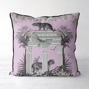 Pink Leopard Pillow Cover - Tropical cushion in Blush Pink, jungle cushions, safari animal covers, double sided print, designer pillows