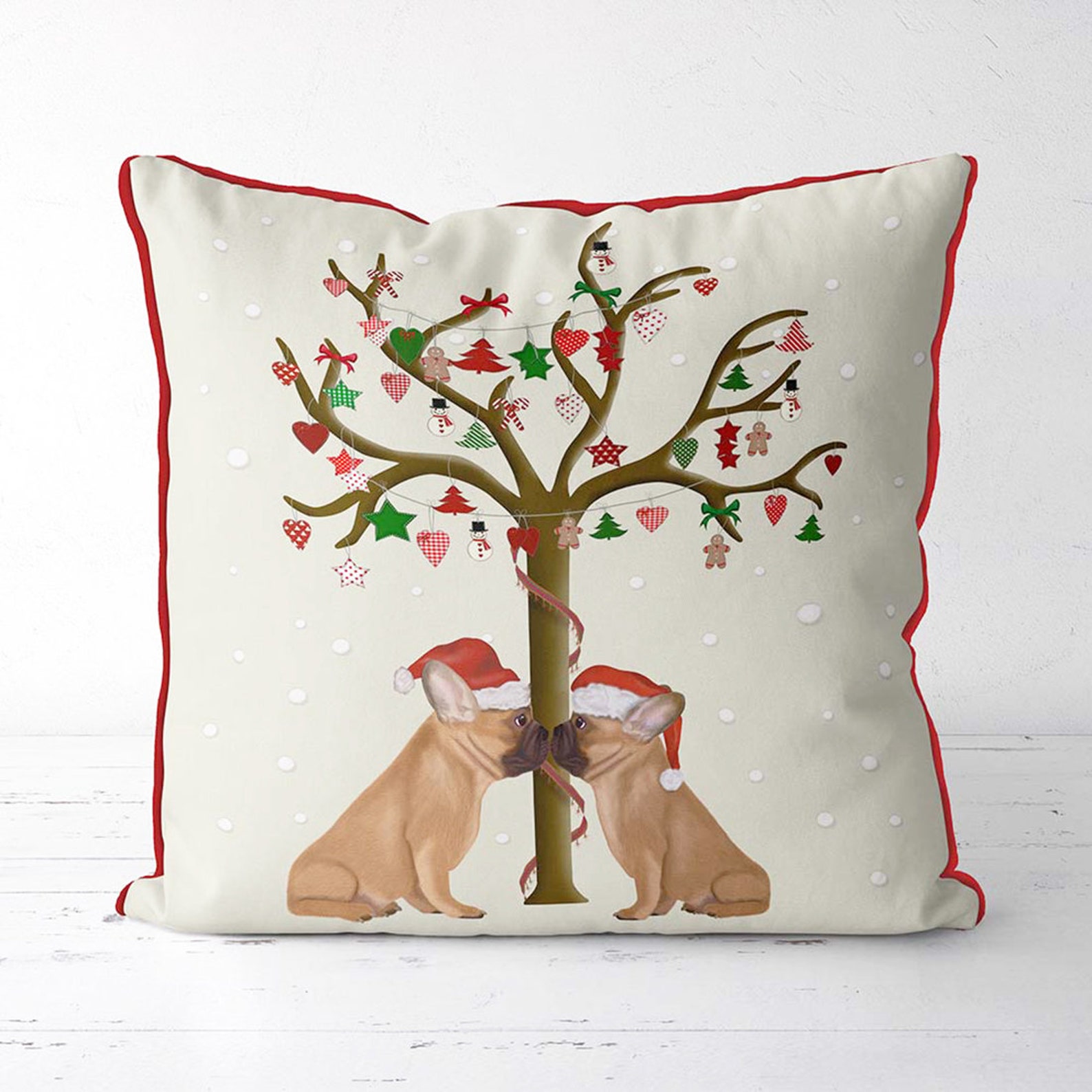 Cute Dog Christmas Pillow Christmas Throw Pillow Christmas Etsy