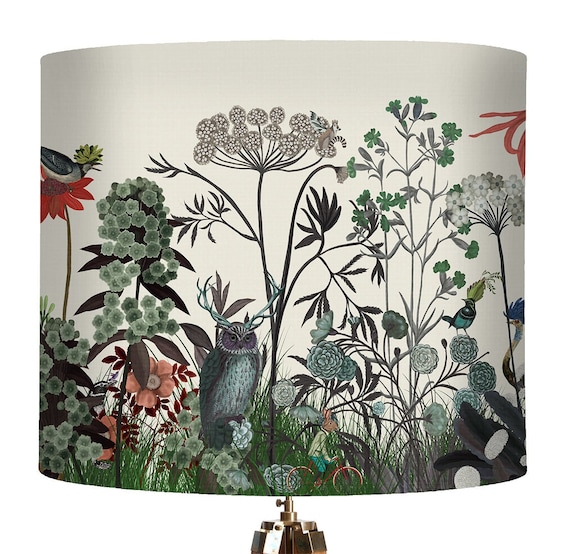 Floral Lampshade Wildflower Bloom Designer Lamp Shade Woodland