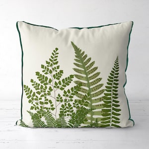 Fern Grove 2 - Botanical Pillow Cover Green Fern cushion, natural decor, botanical decor spring decor ideas, green pillow cover, garden room