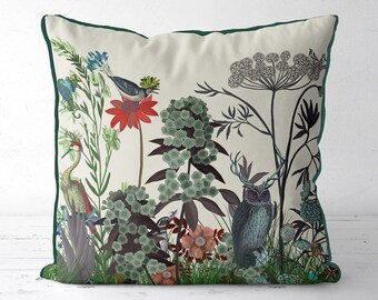 Wildflower Bloom - Gufo - Federa per cuscino floreale per decorazioni primaverili o estive, federa per cuscino floreale, cuscini colorati, cottage di campagna