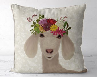 Goat Pillow Cover, Bohemian Goat cushion, farmhouse decor Couch pillow cow Cushion cover Cushion covers UK, Animal cushion, goat gift idea