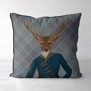 Scottish Deer Pillow Cover - Laird Tam O'Shunter - Scottish gift or deer lover, farmhouse cushion cover, country house stag, deer cushion