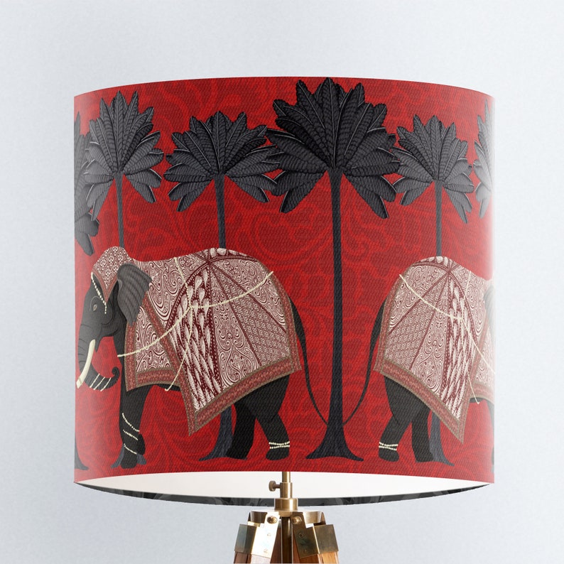 Elephant Lampshade African Elephant Decor Animal Lampshade Red Etsy UK