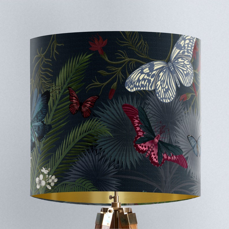 Butterfly Lamp Shade Butterfly Garden Moonlight Dark Grey Etsy