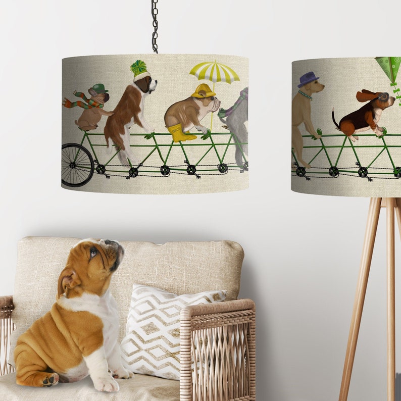 Lamp Shade Dog Tandem Drum Lampshade Dog Lover Gift Dog Etsy