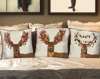 Woodland Deer Christmas Pillow | Little Birdie